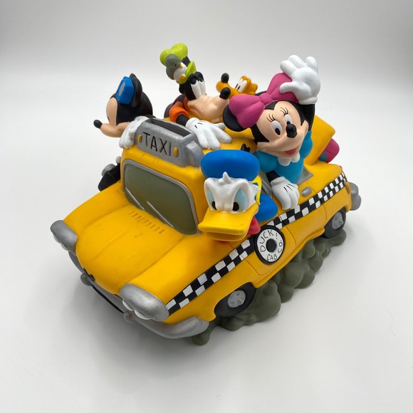 Disney Fab 5 Taxi Car Coin Bank Mickey Mouse Minnie Goofy Pluto Donald No Plug - Picture 1 of 9
